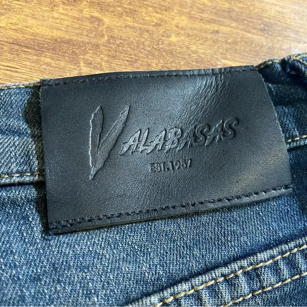 Valabasas Dark Wash Buttonfly Mens Distressed Skinny Jean